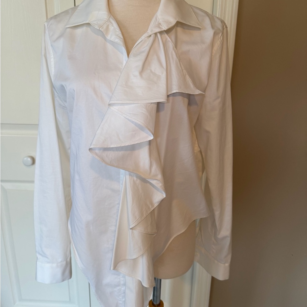 Alexis Ivory Blouse with Subtle Ruffles